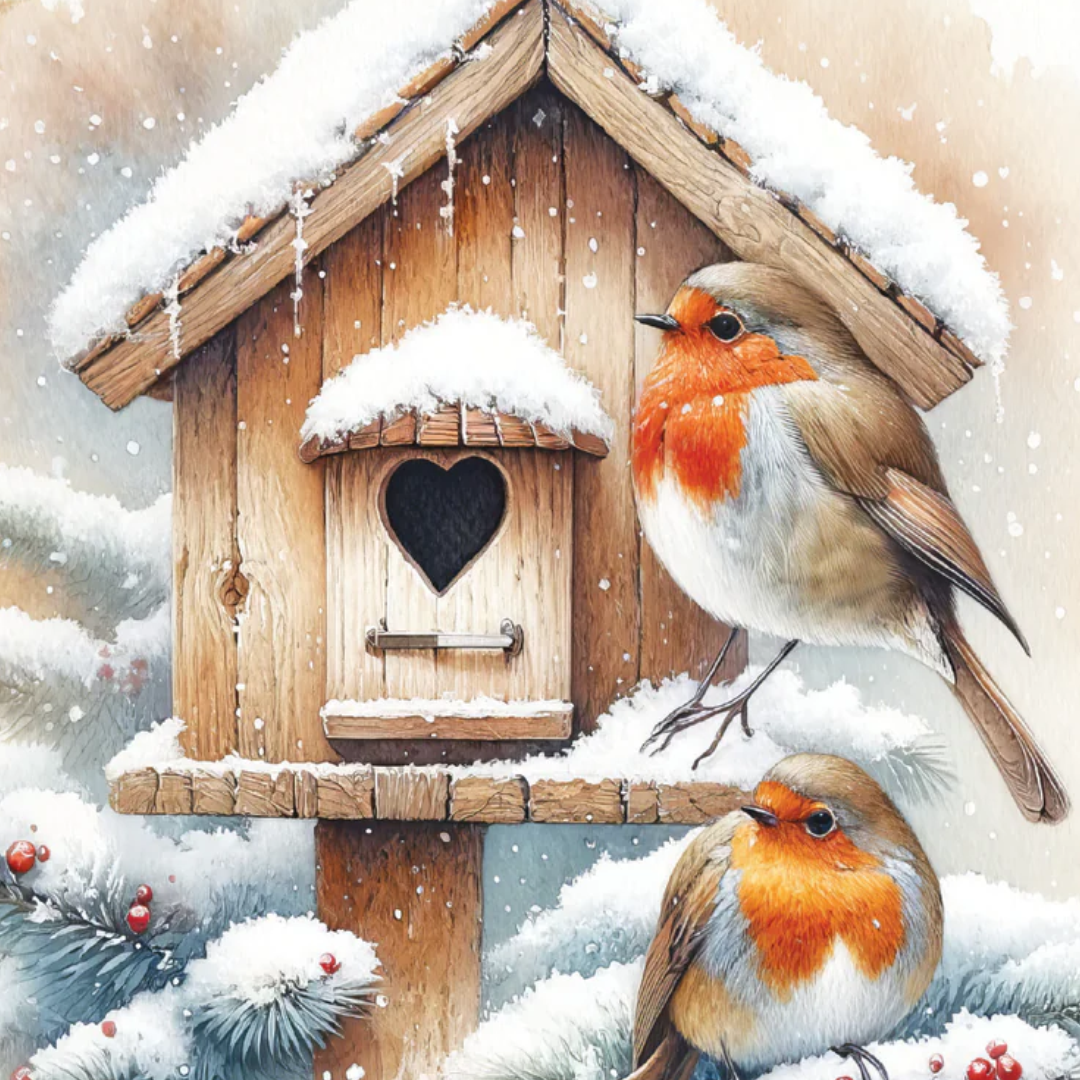 Robins on a Bird Box