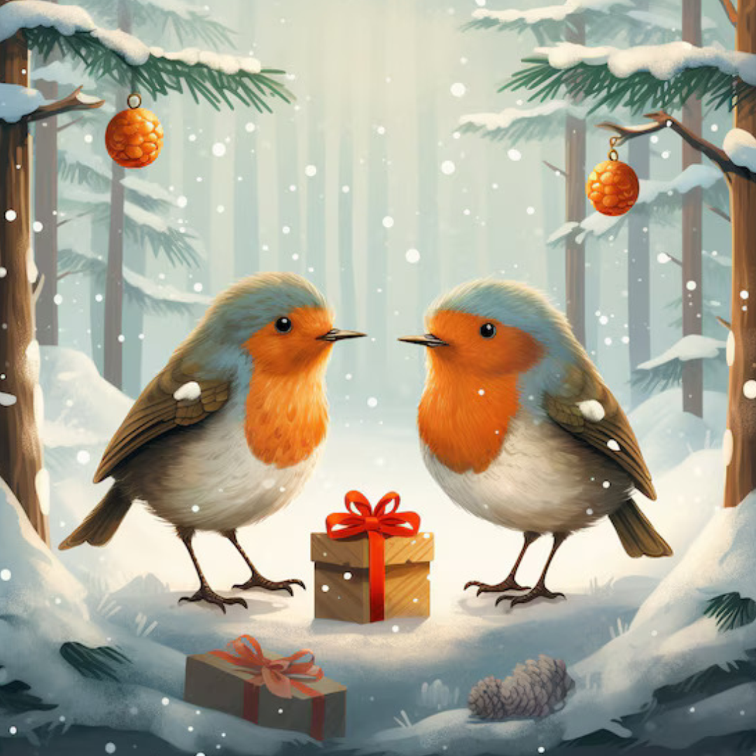 Robins under the Mistletoe